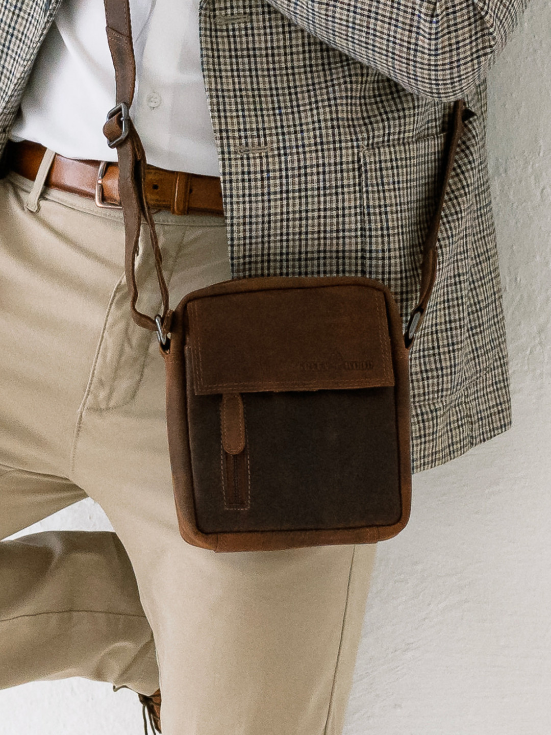 Pánská kožená taška přes rameno Greenwood Tores – hnědá